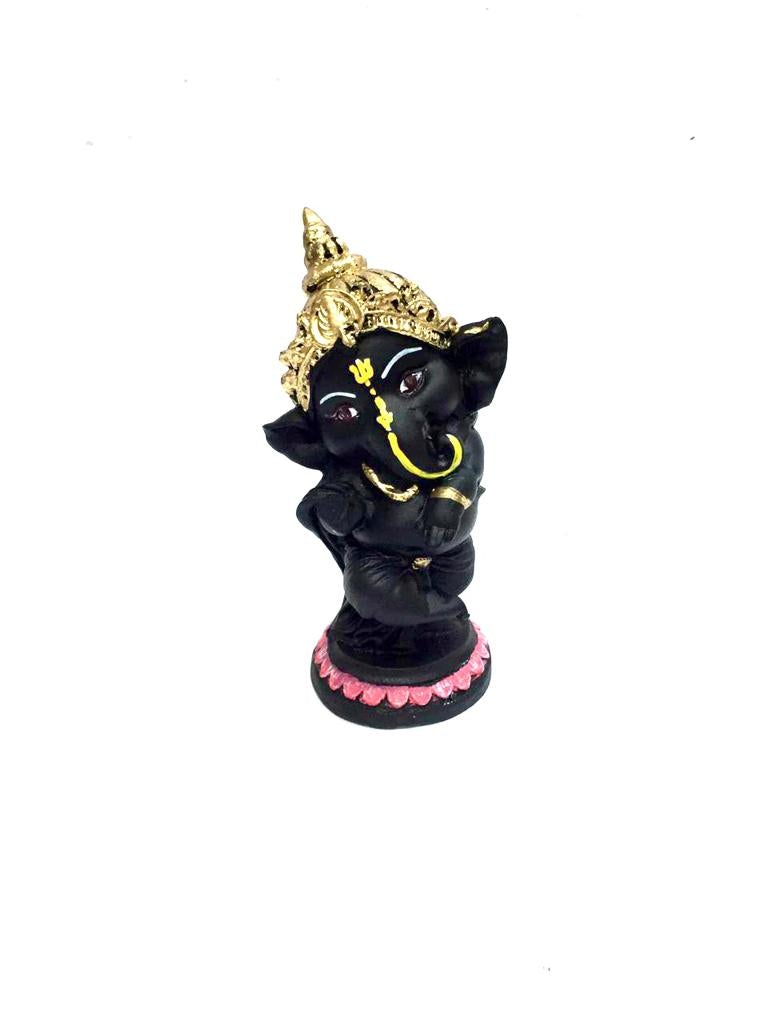 Sweet Kid Ganesh Style Spiritual Artwork Display Matte Black Finish Tamrapatra