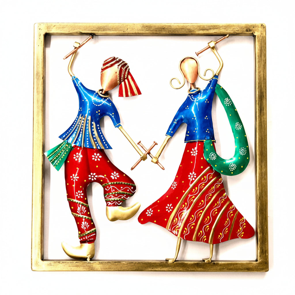 Garba Frame Couples Dancing Metal Wall Frame Gujarat's Pride By Tamrapatra