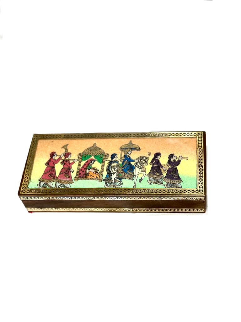 Long Gemstone Box With Traditional Design Storage Box New From Tamrapatra