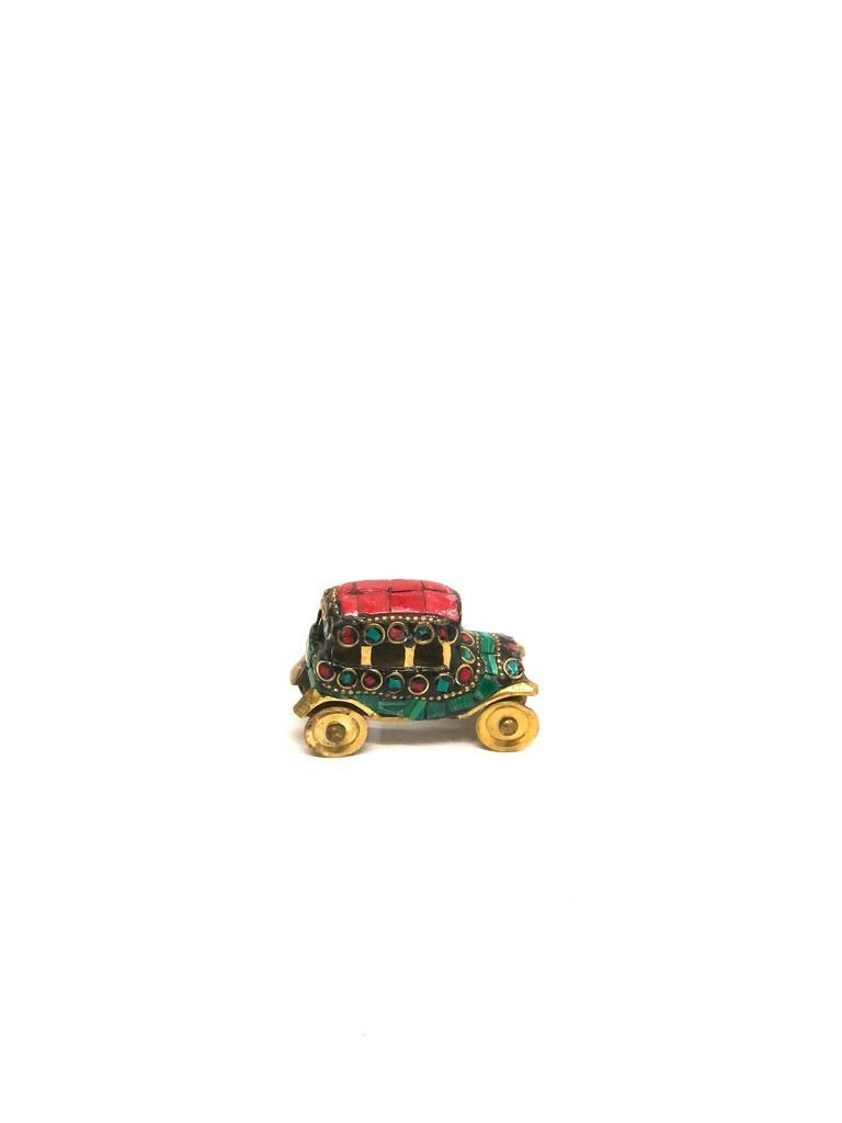 Motor Vehicle In Brass Handpicked Vintage Car Collection Gemstones Tamrapatra