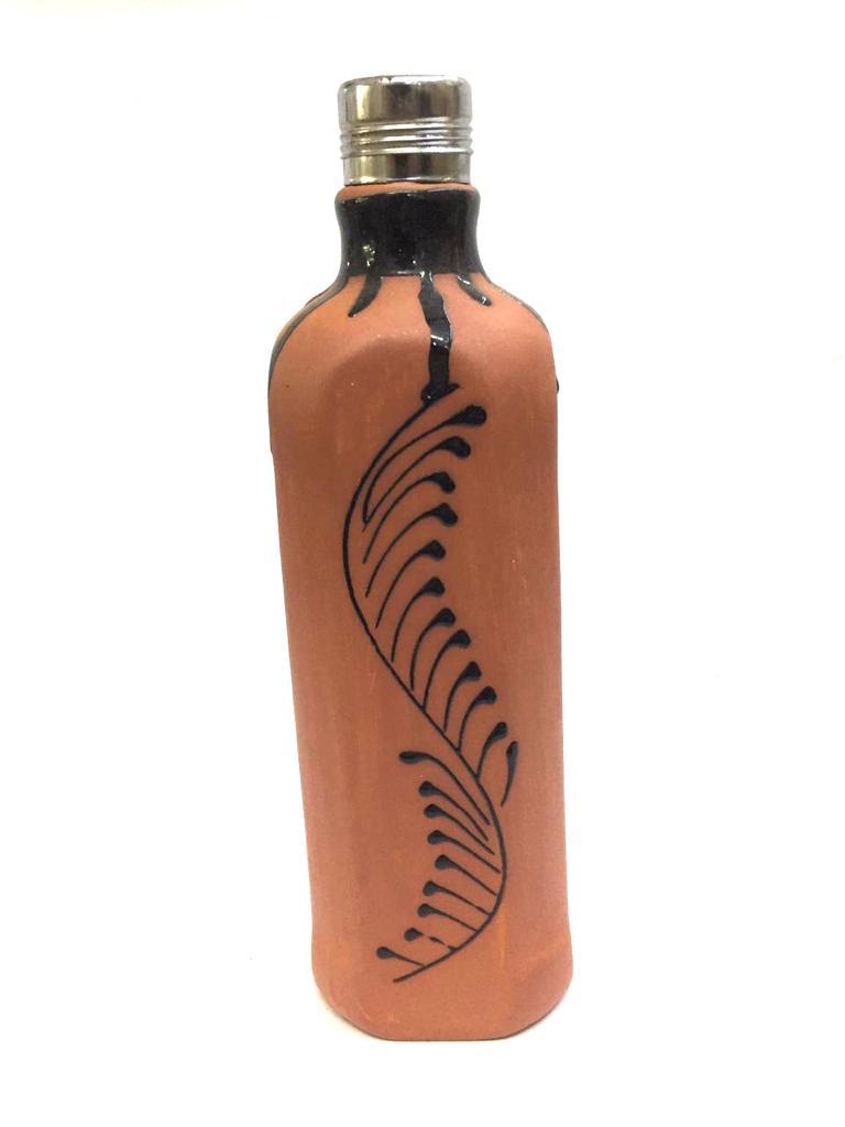 Glazed Designer Water Bottle With Steel Cap Stay Healthy & Fit By Tamrapatra