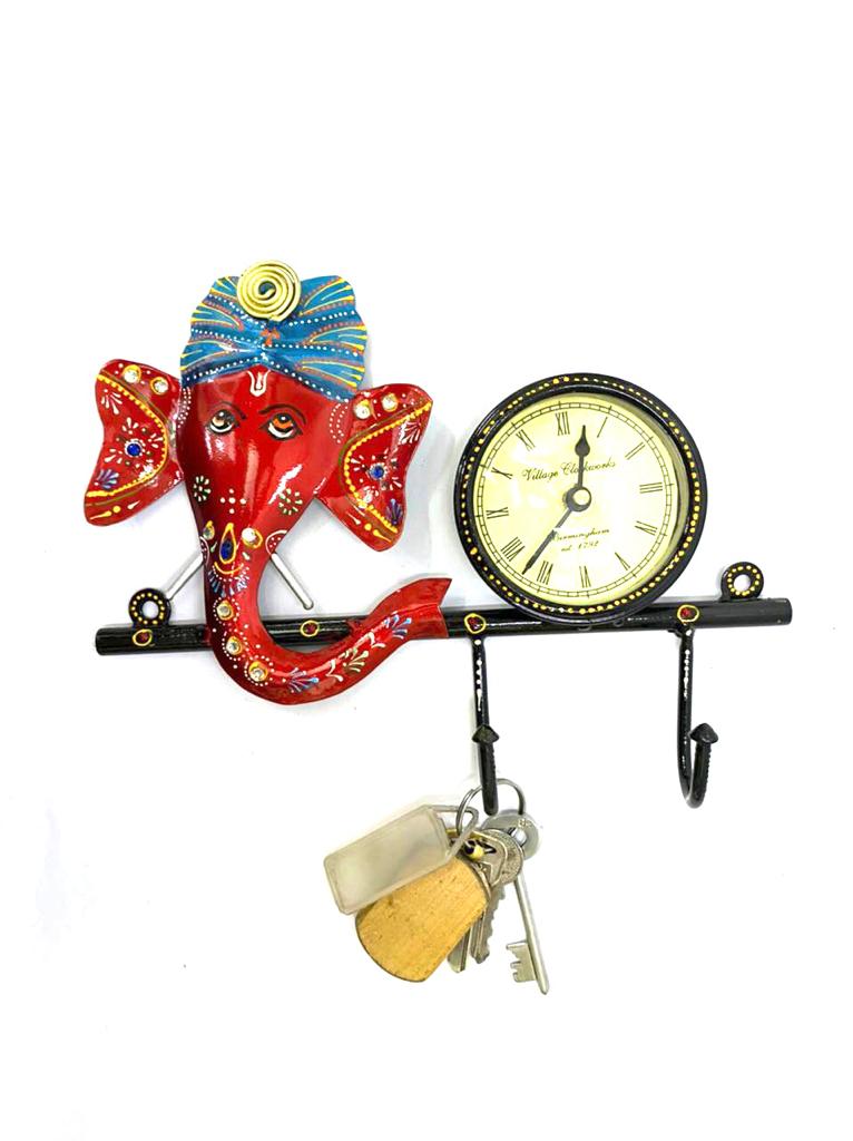 God Idols Clock Key Holder Metal Art Utility Traditional Hand Painted Tamrapatra