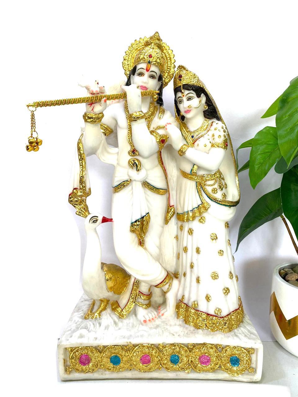 Radha Krishna Sculpture Religious Idols Beautiful Spiritual Display From Tamrapatra