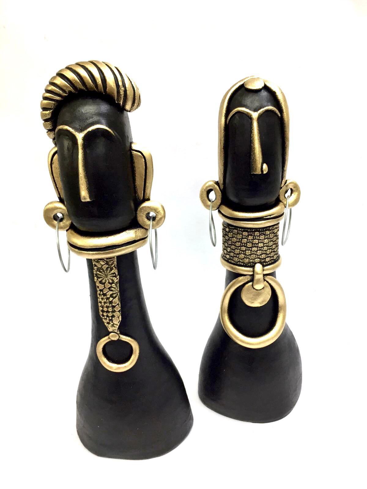 Couple With Exclusive Jewelry Handcrafted Precisely Clay Set Of 2 Tamrapatra - Tamrapatra