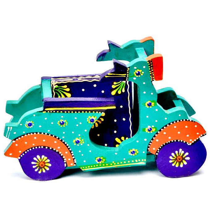 Tea Coaster With Style Of Indian Scooter Traditional Hand Painted Tamrapatra - Tamrapatra