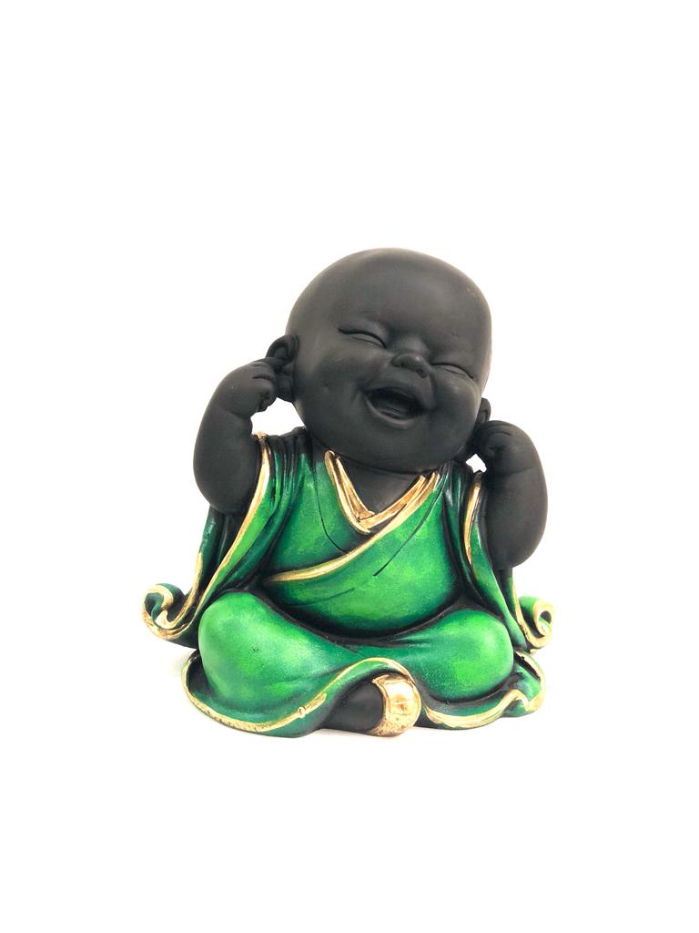 Big Happy Monks Lovely Resin Creations Set Of 3 In Cool Colors By Tamrapatra