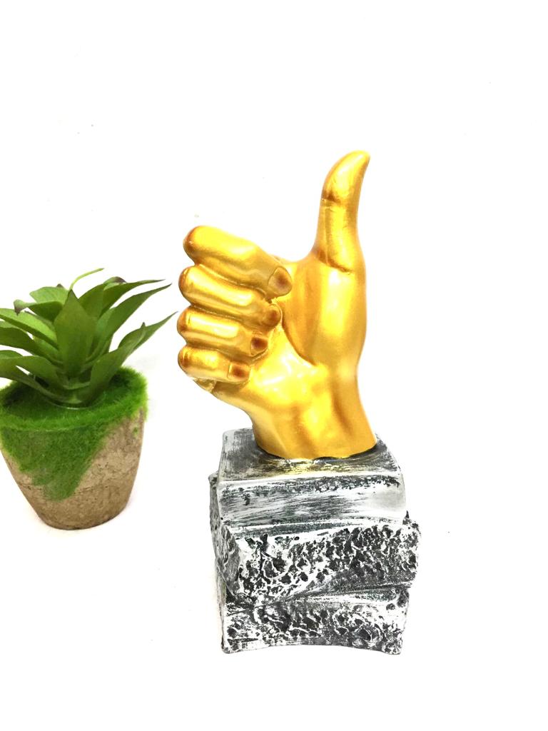 Hand Gestures Elegant Modern Theme Décor Brown Golden Shades From Tamrapatra