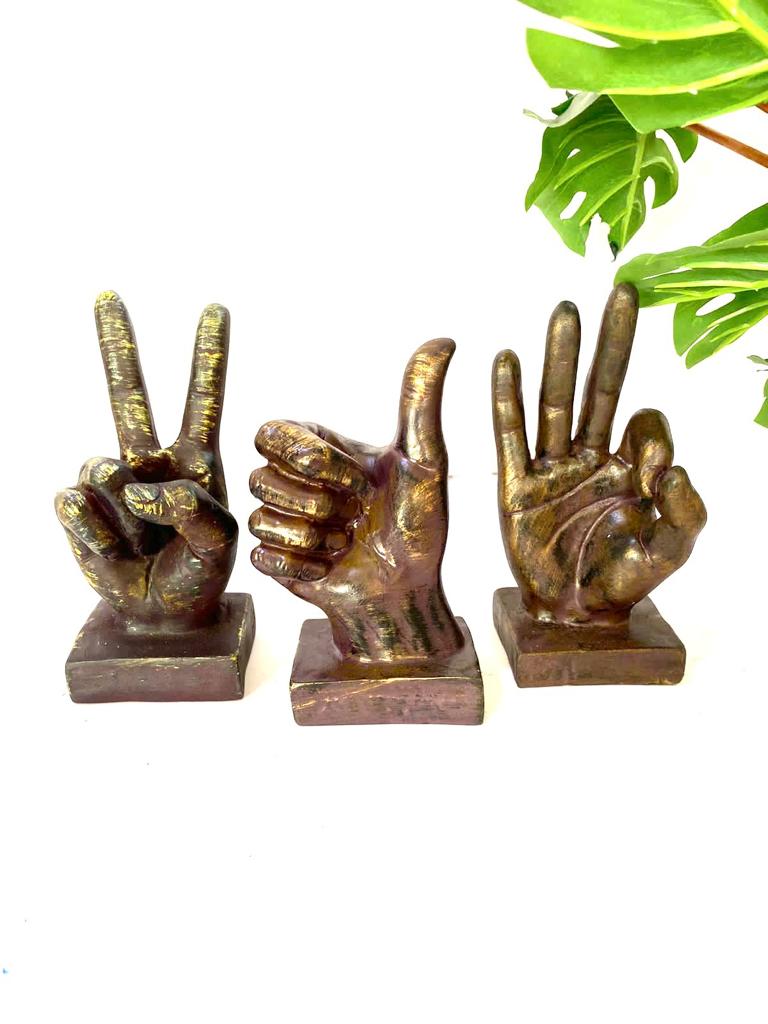 Hand Gestures Elegant Modern Theme Décor Brown Golden Shades From Tamrapatra