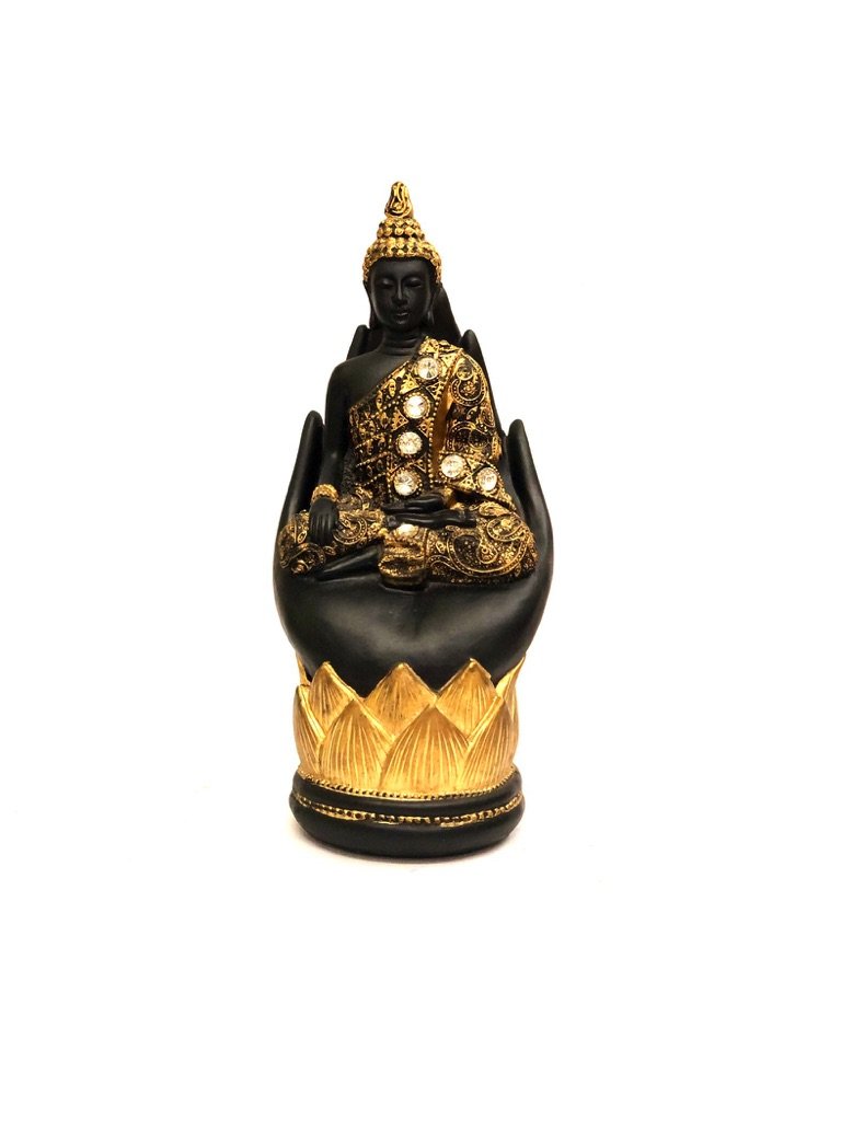 Buddha Meditating On Hand Striking Spiritual Series Handcrafted At Tamrapatra
