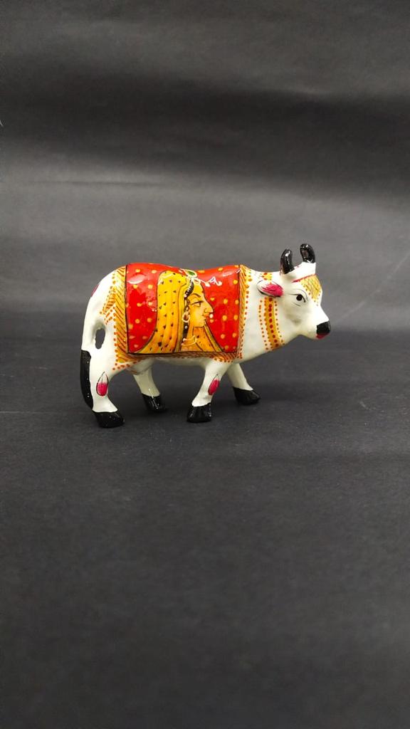 Hand Painting On Metal Cow Memorable Indian Souvenir Gifts By Tamrapatra
