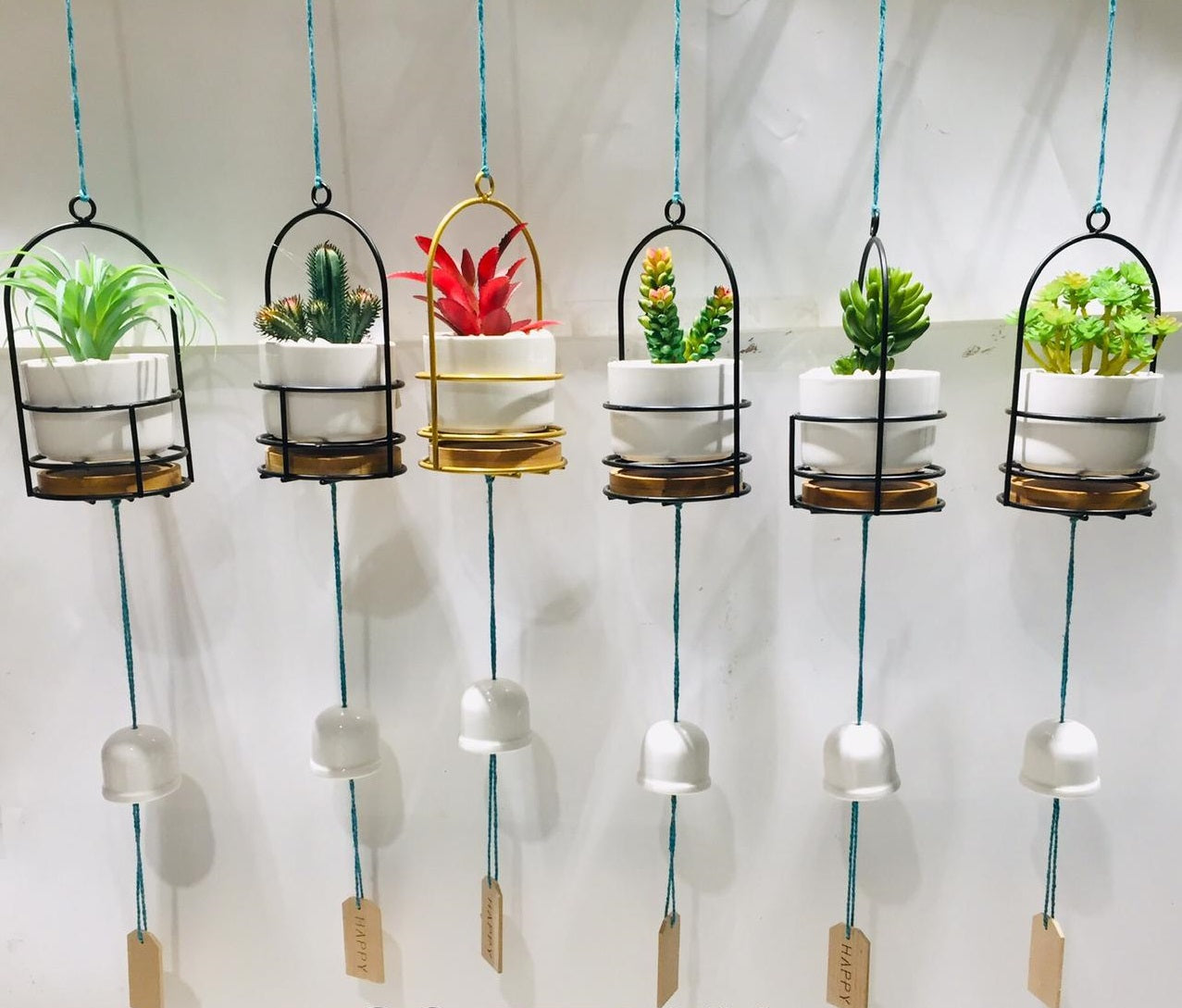 Hanging Succulent Planters In Beautiful Pots In Wooden Metal Stand Tamrapatra