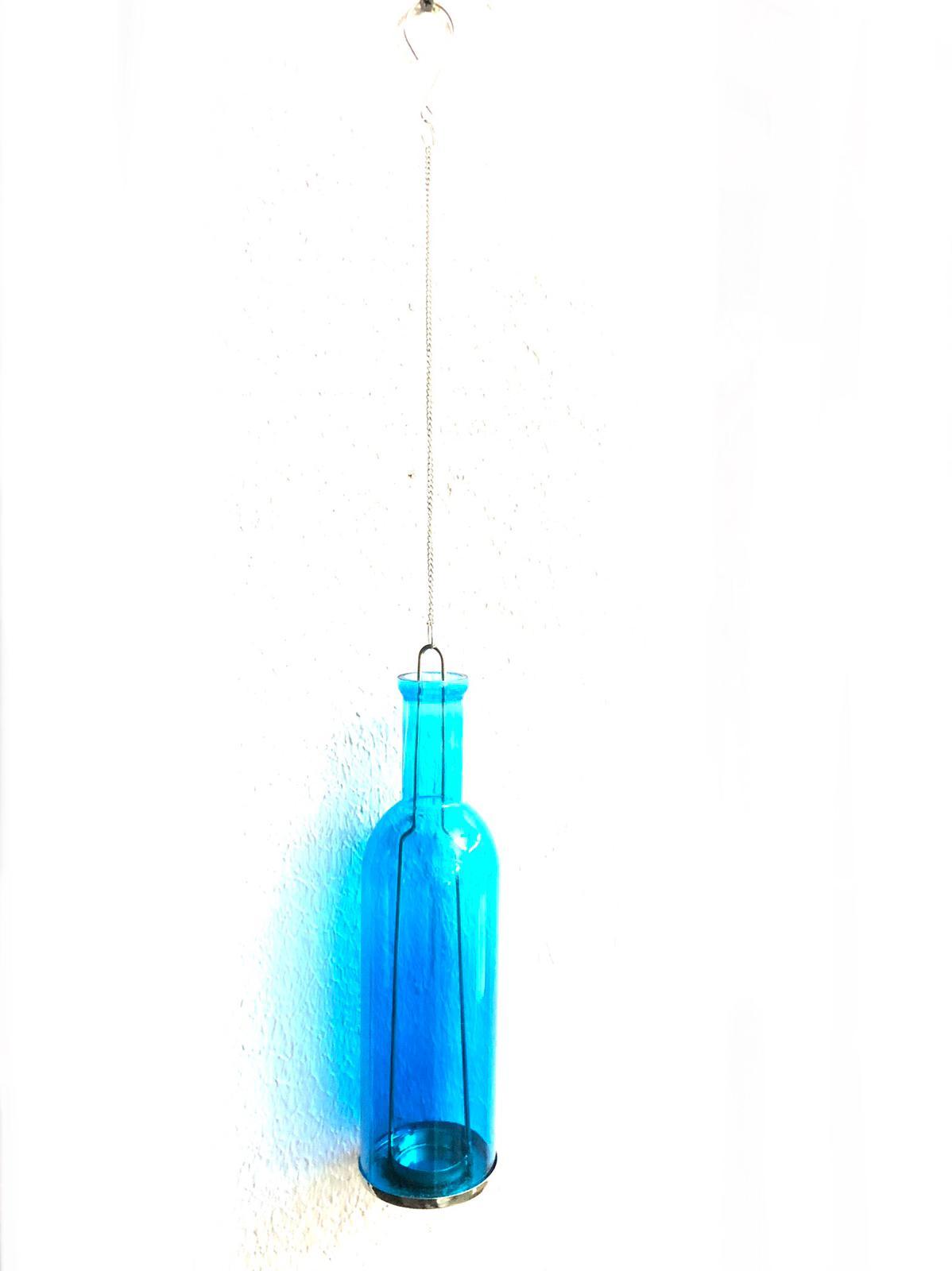 Hanging Glass Bottles In Colored Stylish Tea Light Holder Collection By Tamrapatra