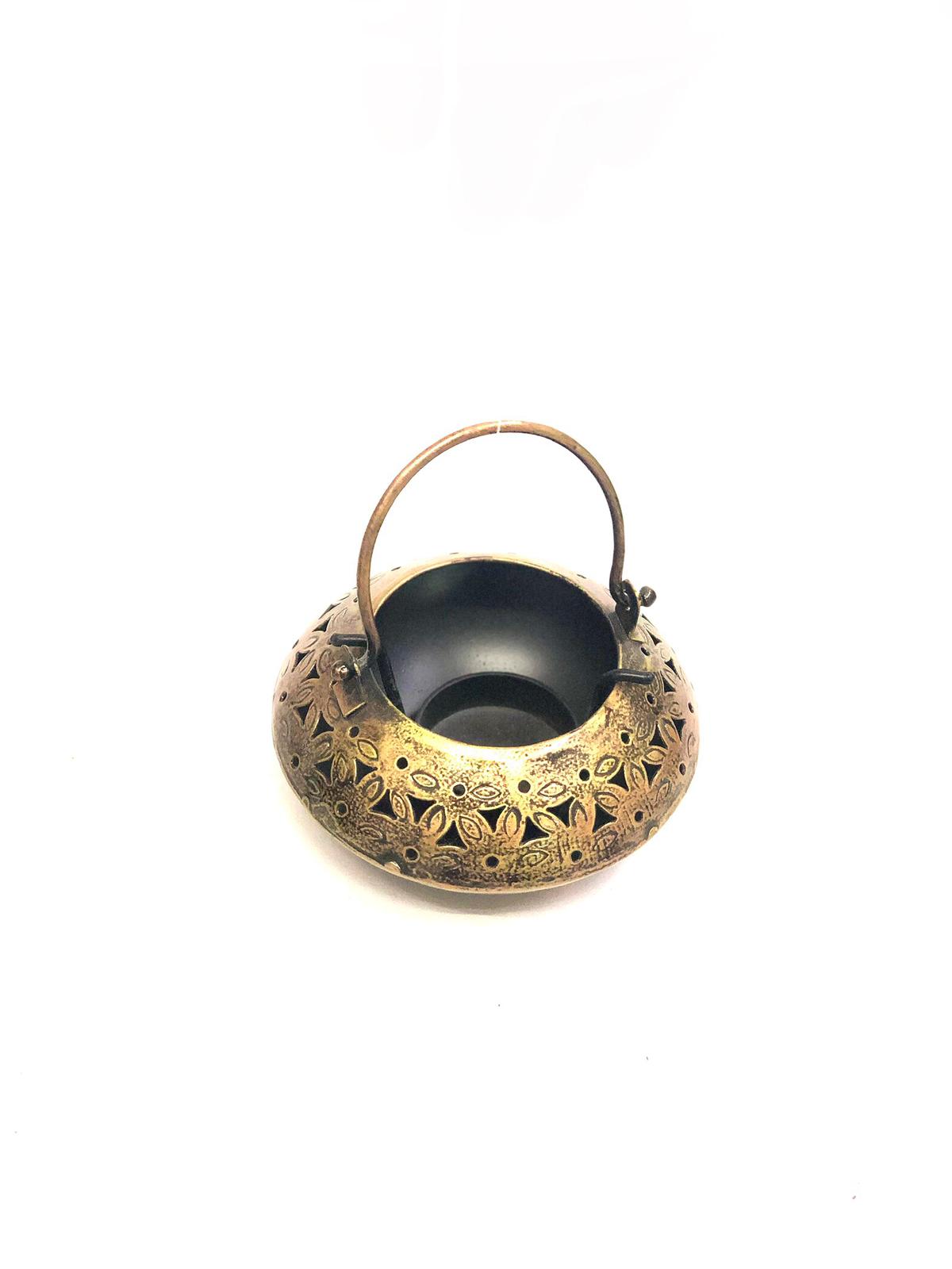 Hanging Handi Replica In Metal Tea Light Holder Sweet Styled Gifts By Tamrapatra