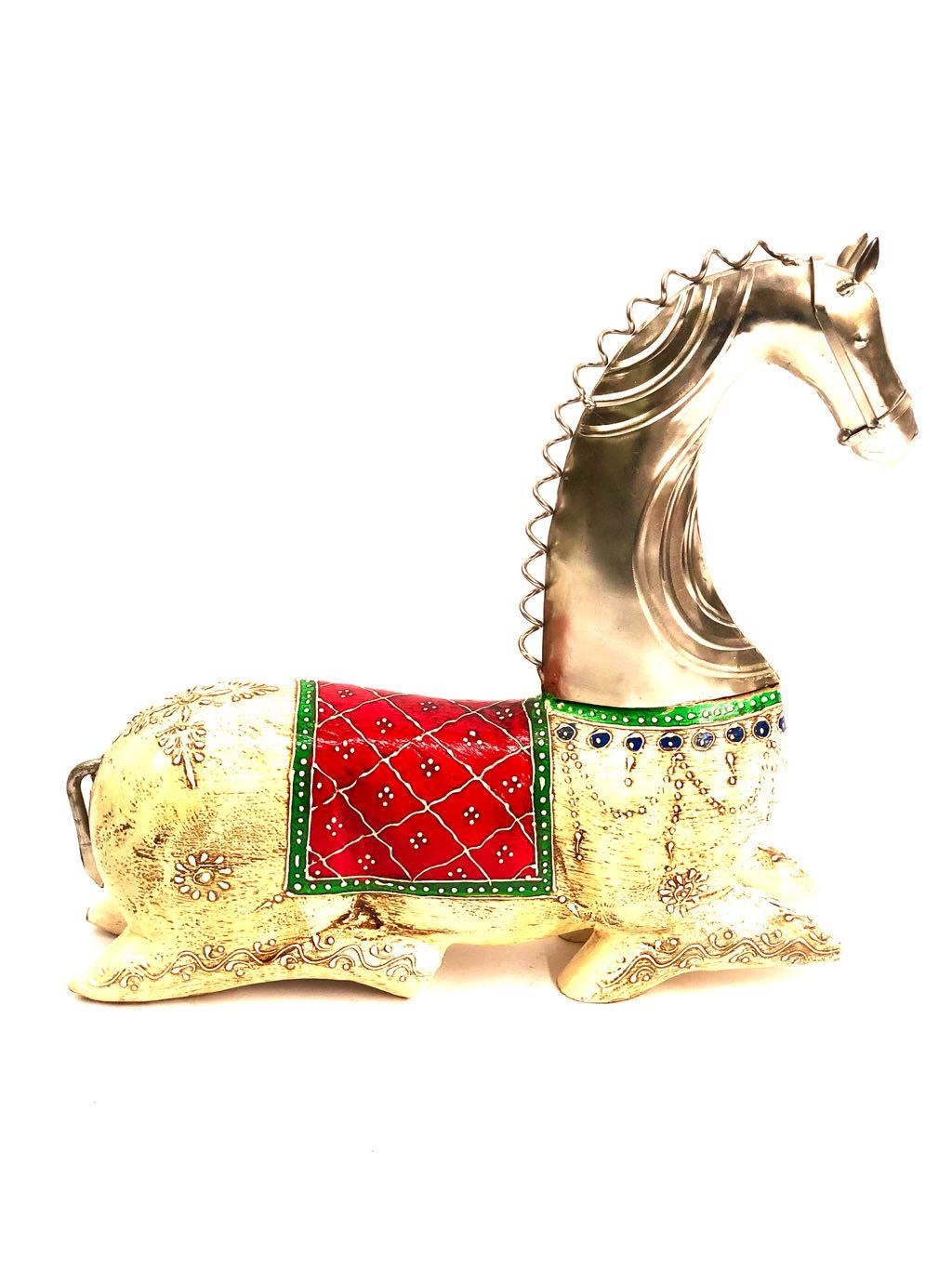 Wonderfully Lean Horse Made From Wood Combined With Metal Tamrapatra - Tanariri Hastakala