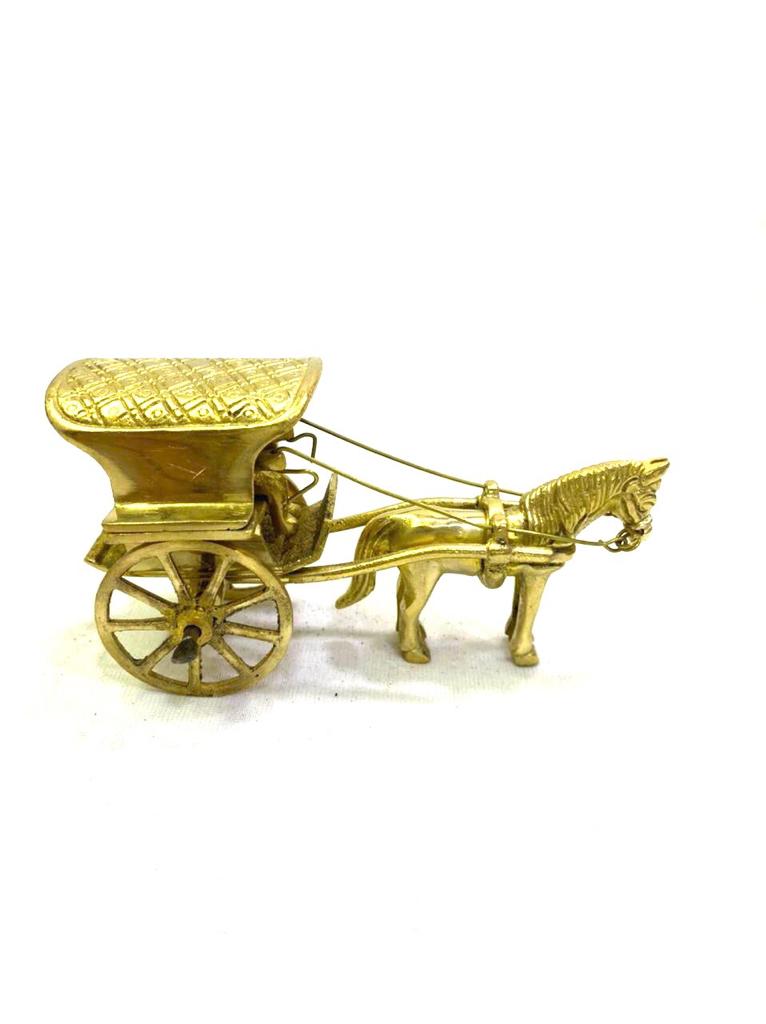 Horse Cart With Villager Souvenir Showpiece Brass Art Attraction By Tamrapatra
