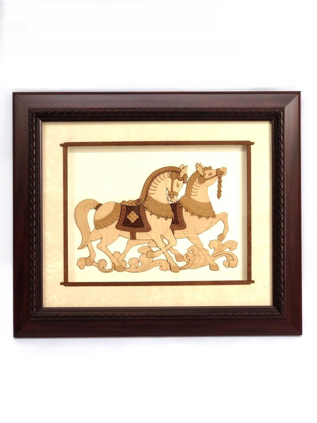 Beautiful Showcase Of Strong Powerful Horses In Wood Art Exclusive Tamrapatra