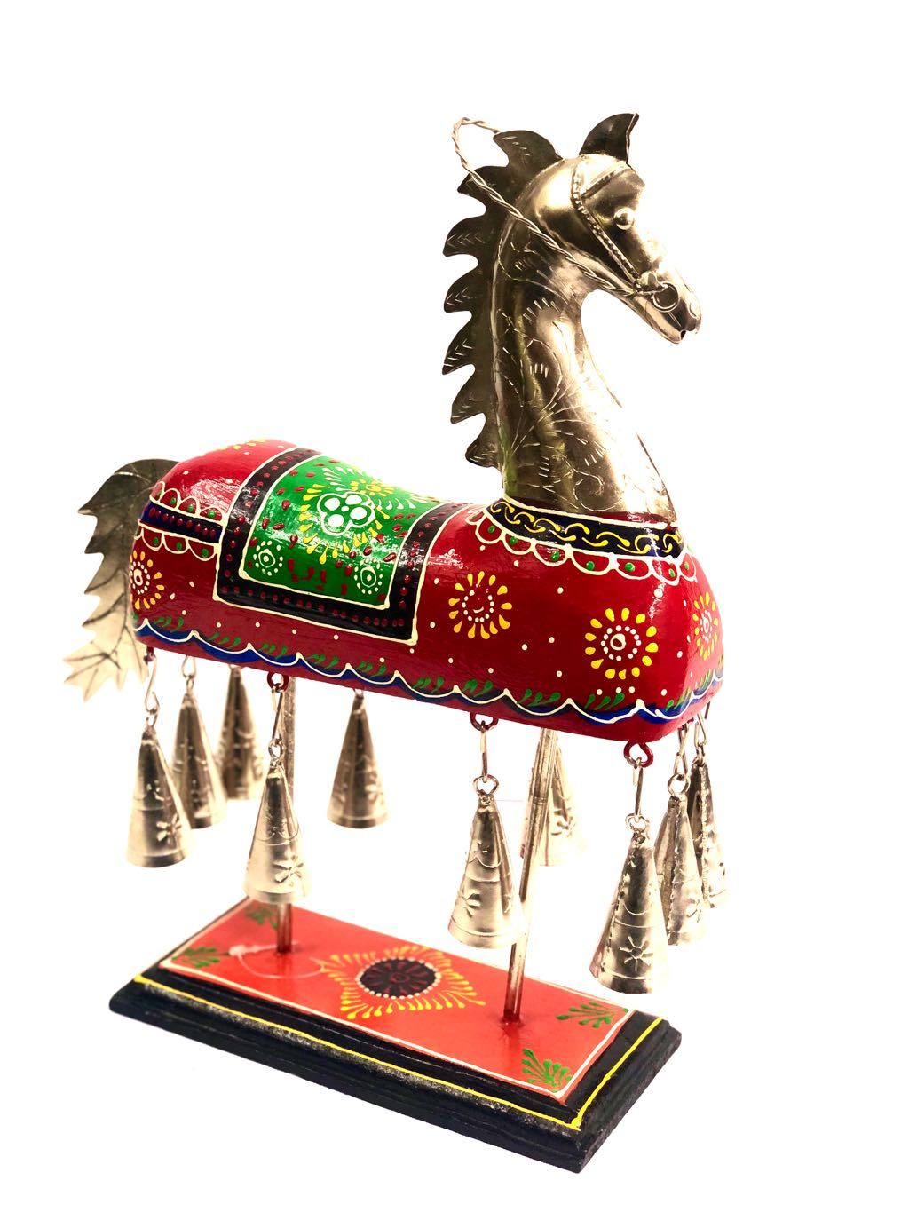 Majestic Horse On Stand & Chiming Bells Handicraft Supplier Tamrapatra - Tanariri Hastakala