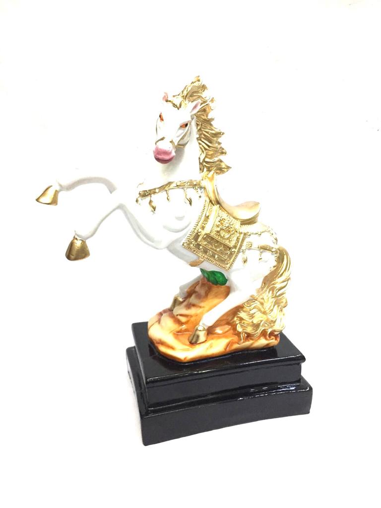 Premium Quality Horse Animal Showpiece Reared Style On Stand Tamrapatra