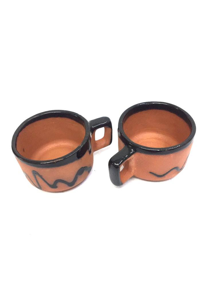 Hotel Style Mugs Cups Set Of 6 Glazed Attractive Earthenware By Tamrapatra