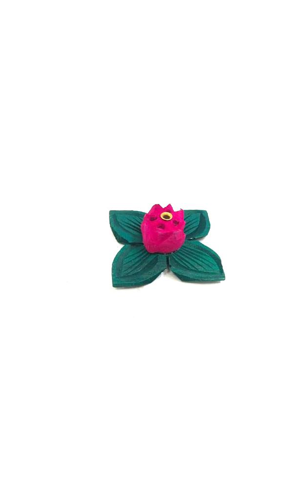 Incense Stick Holder In Designer Flower Style Wooden Handcrafted From Tamrapatra