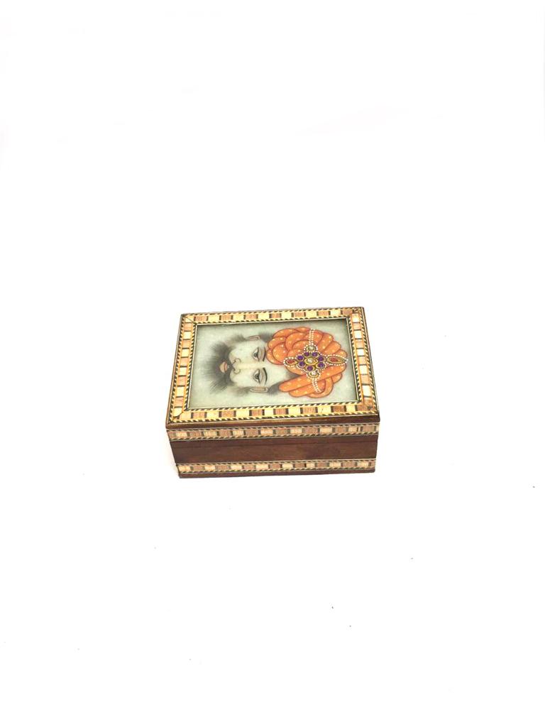 Handcrafted Jewelry Marble Box With Miniature Hand Painting By Tamrapatra