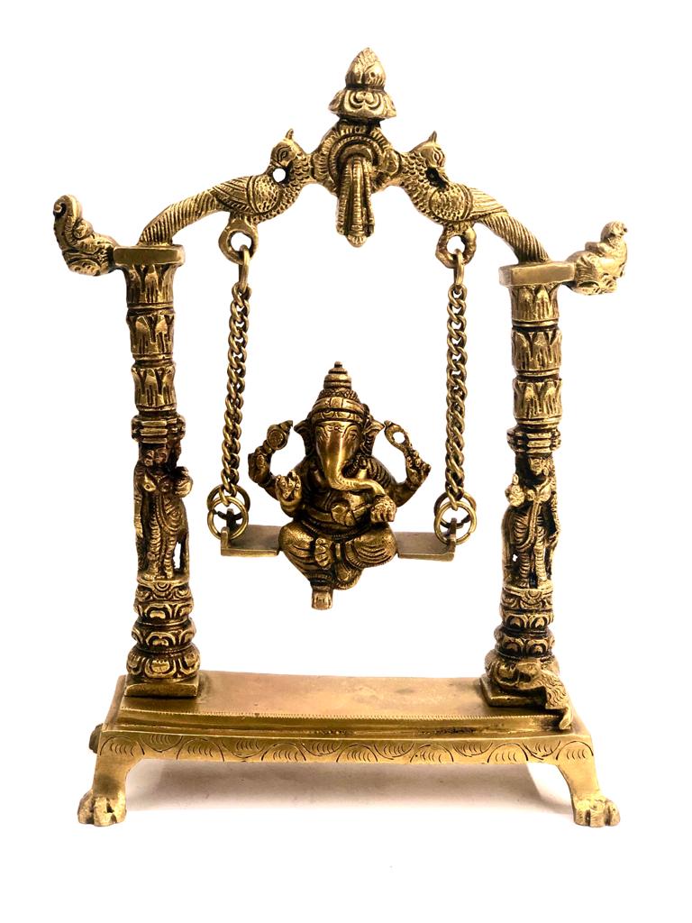Ganesh On Swing Brass High Quality Fine Carving Limited Stock At Tamrapatra