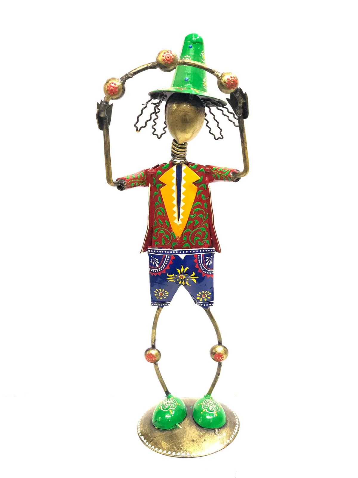Circus Joker Metal Figurines Handcrafted Showpiece Home Décor Tamrapatra