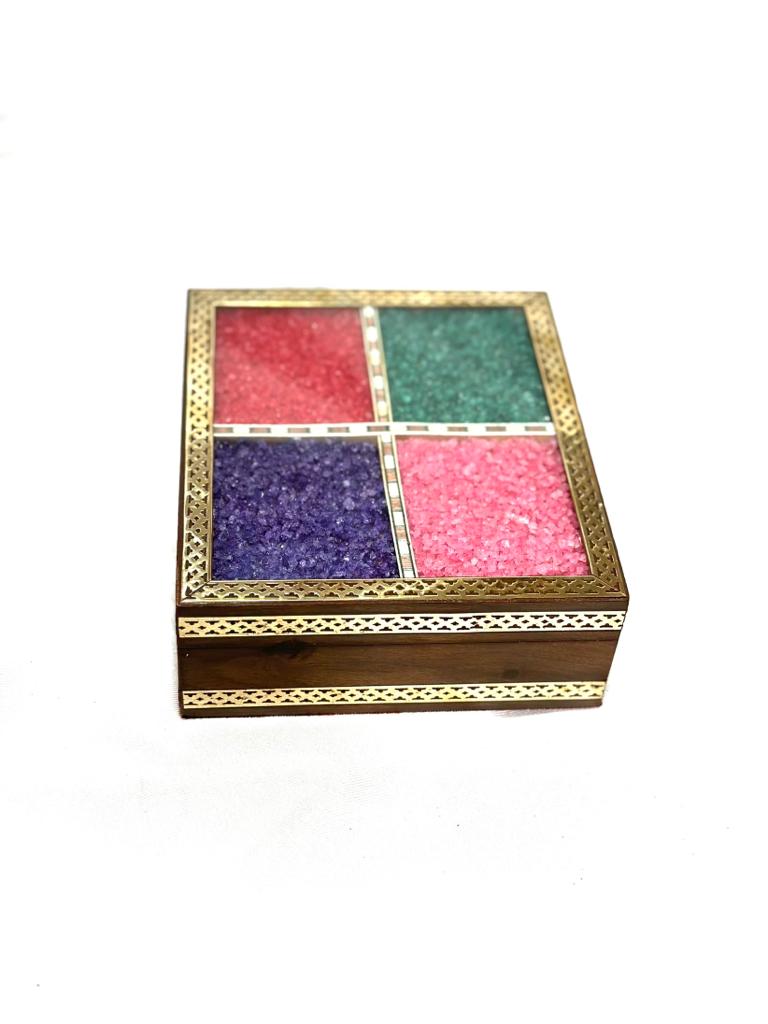 Wooden Gemstone Multicolor Jewelry Box Storage Unique Gifts From Tamrapatra