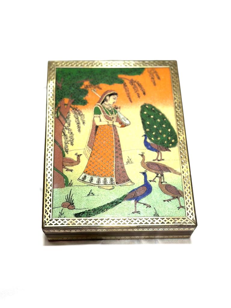 Gemstone Designer Jewelry Box Handcrafted Wooden Exclusive Art By Tamrapatra