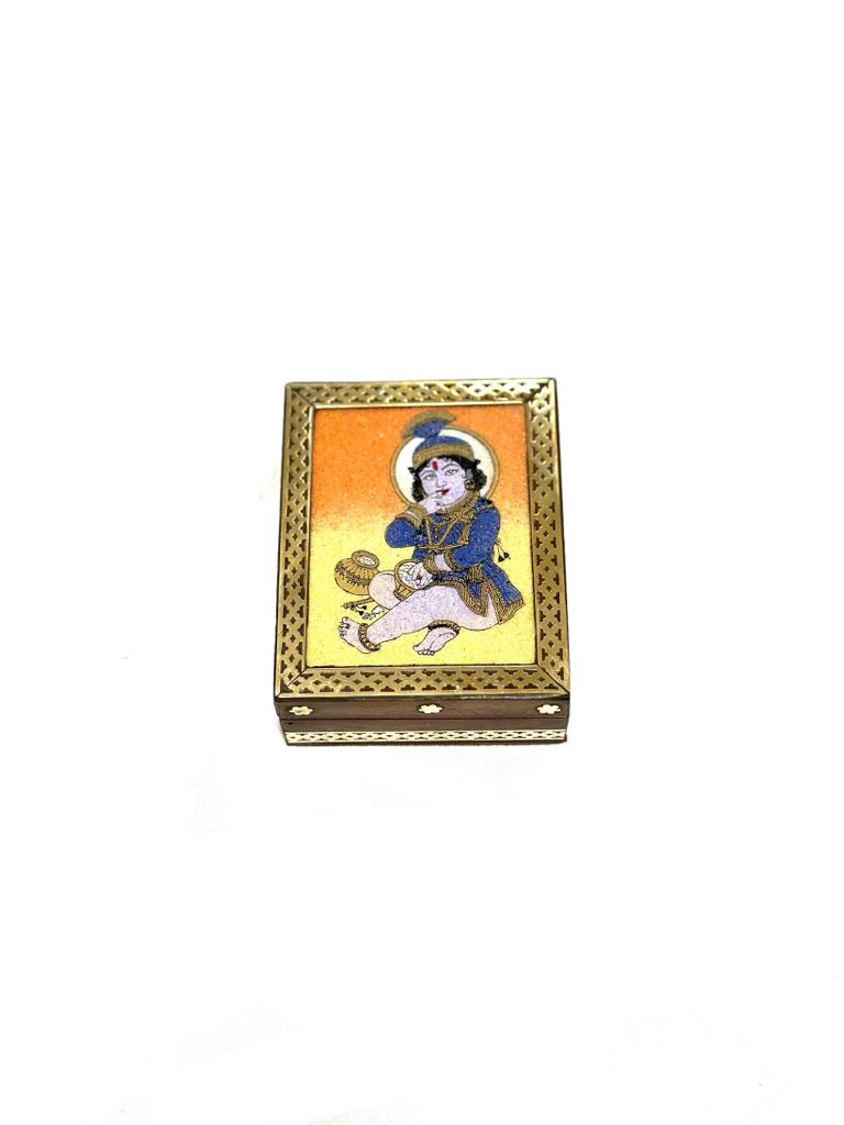 Mini Gemstones Artwork On Wooden Box Handmade In India By Tamrapatra