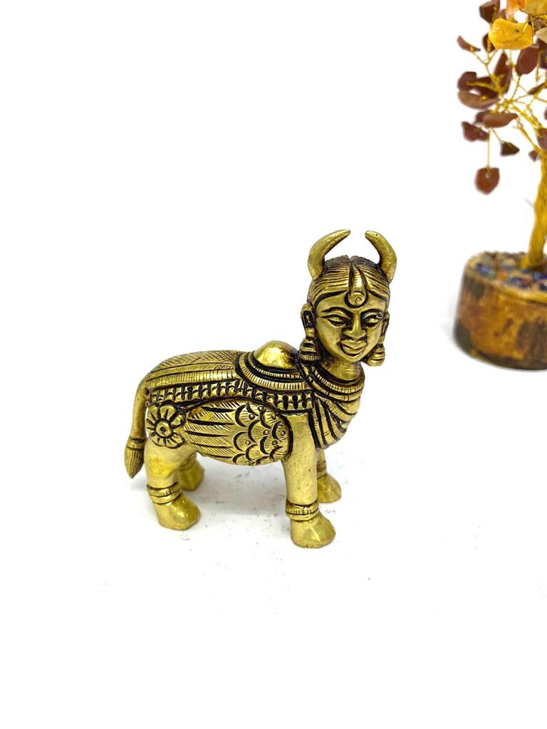 Kamdhenu Brass Cow Statue Exclusive Figurines Collection Form Tamrapatra