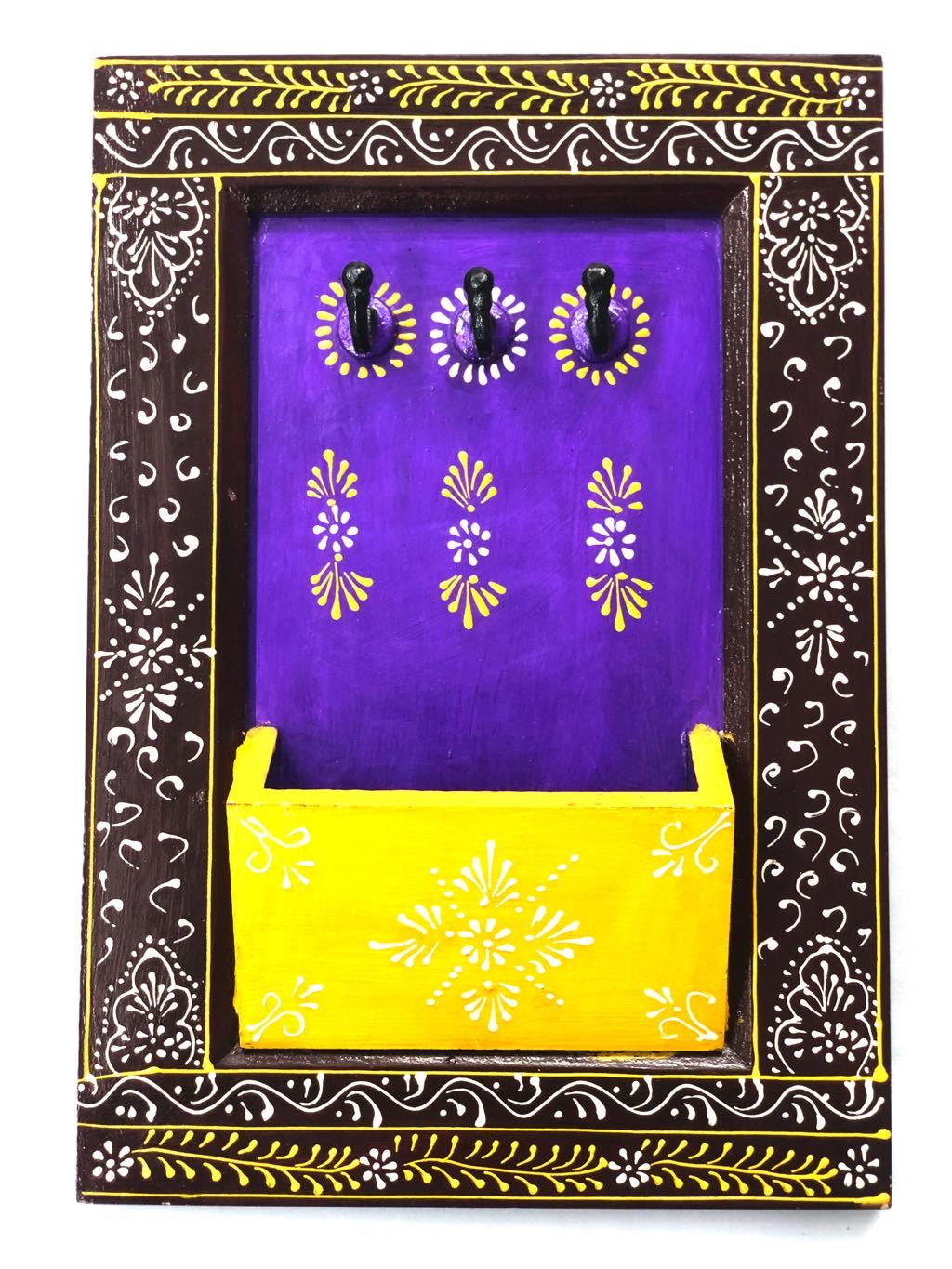 Traditional Painted Wooden Key Letters & Mobile Holder By Tamrapatra