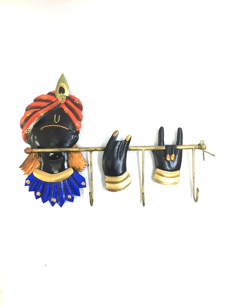 Lord Krishna Playing Flute Designer Key Holder Wall Utility By Tamrapatra