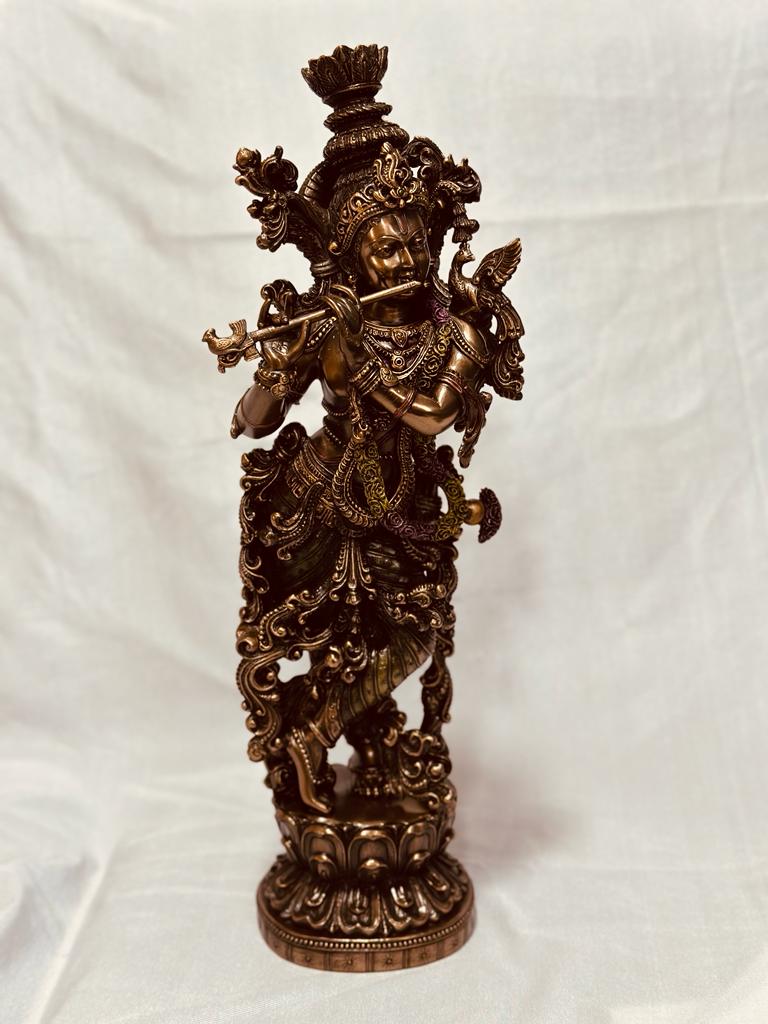 Lord Krishna In Fine Cold Cast Bronze Superb Quality Religious Corner By Tamrapatra
