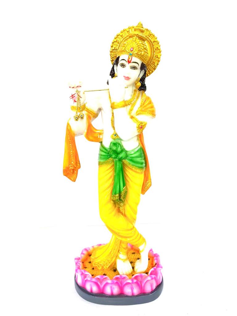 Krishna Statue Resin Art Religious Sculpture Figurine Decoration From Tamrapatra