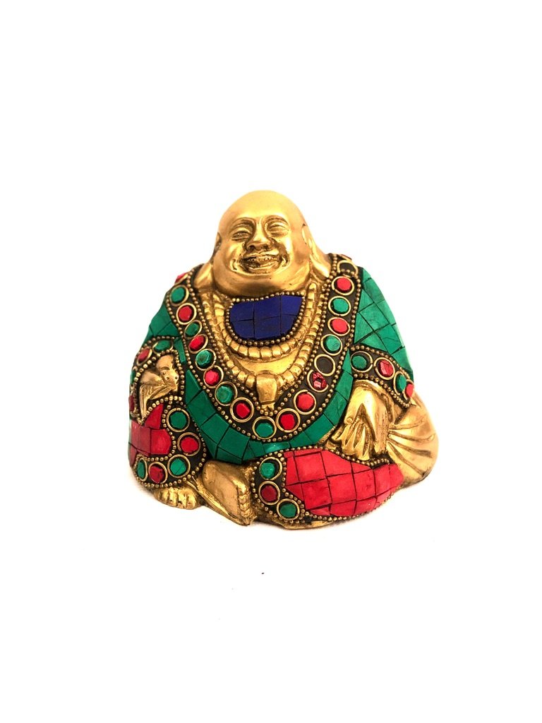 Laughing Buddha Brass Gemstones 'Buddha Of Happiness' By Tamrapatra