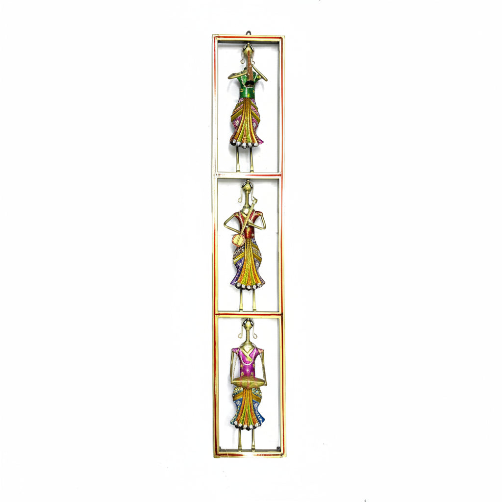 3 Standing Lady Musicians In Vertical Frame To Beautify Pillars By Tamrapatra
