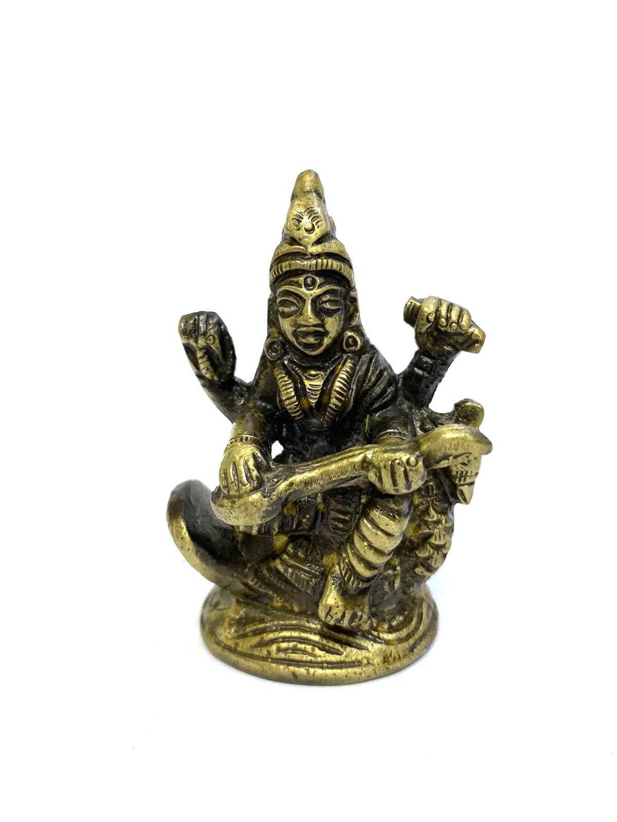 Gift Brass Idols Sarasvati Lakshmi Ganesh Hindu Gods Religious Tamrapatra