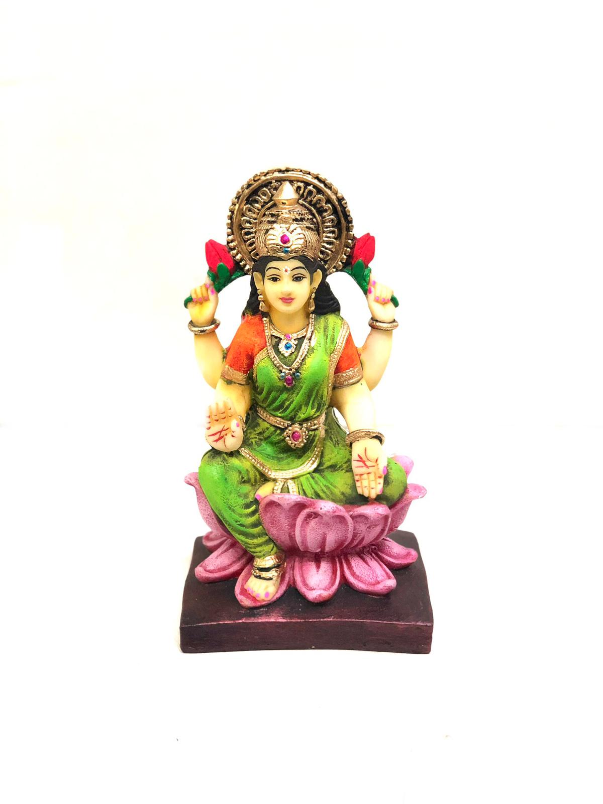 Ganesh Lakshmi On Lotus Resin Creation Idols Handcrafted Statue Tamrapatra