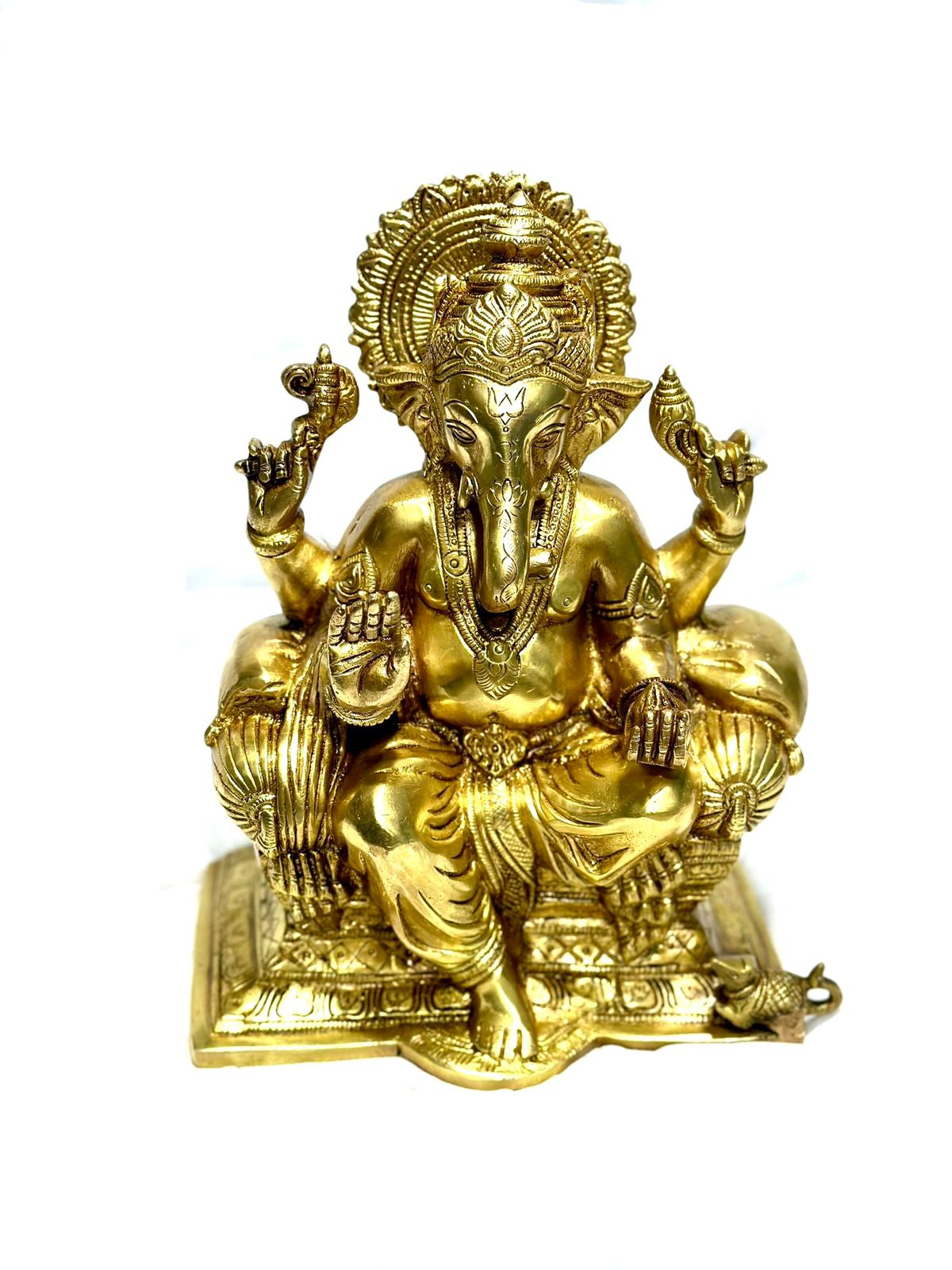 Magnificent Brass Ganesha Idol Indian Craftsmanship Décor By Tamrapatra