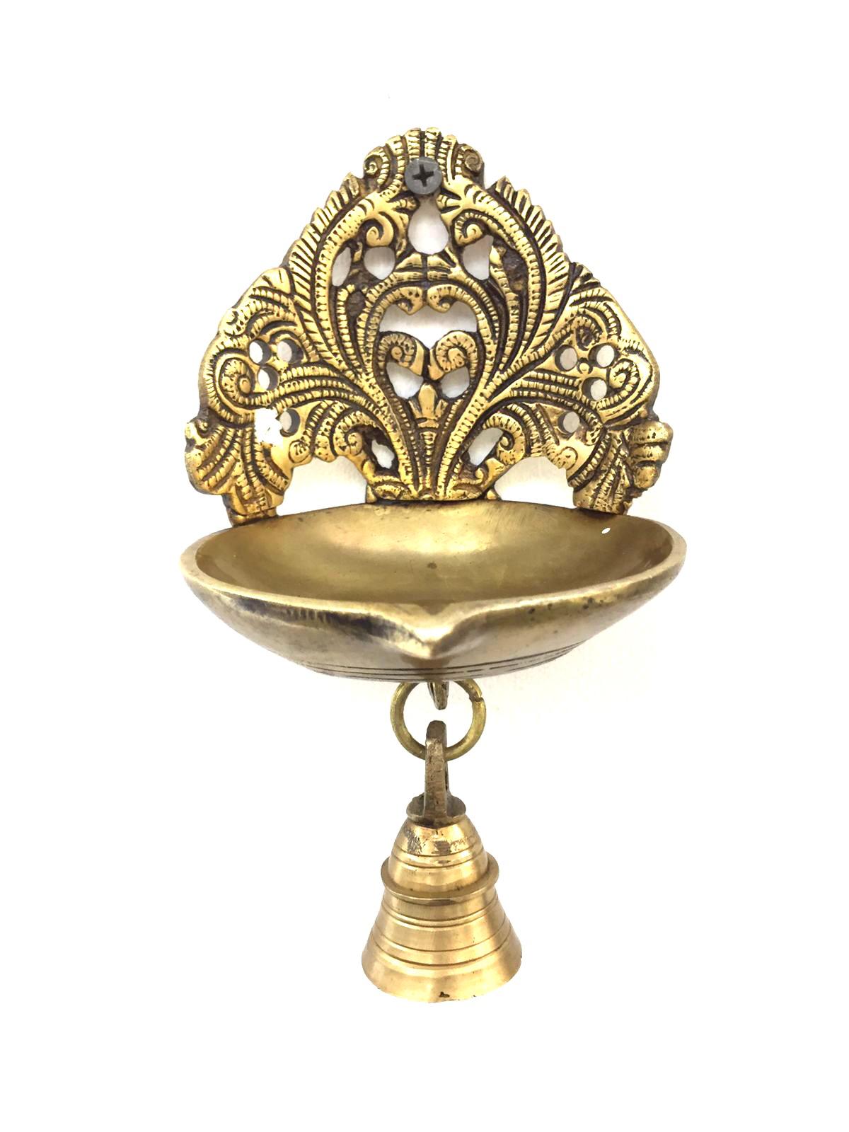 Brass Hanging Lamps Diya Wall For Temple Pooja Room Décor By Tamrapatra
