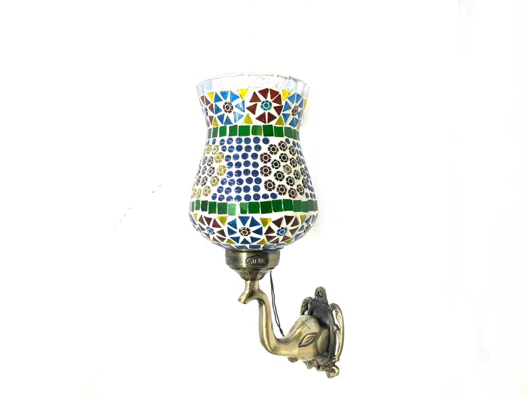 Metal Wall Bracket Lamps Elephant Design With Glass Artwork From Tamrapatra