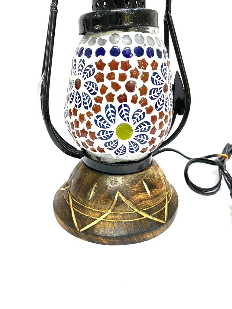 Ambience With Wonderful Mosaic Lamps Medium & Wooden Base By Tamrapatra
