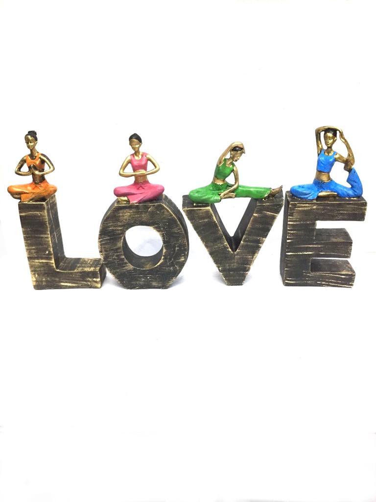 Love Yoga Sitting On Letters Exclusive Set Of 4 Unique Home Décor Tamrapatra