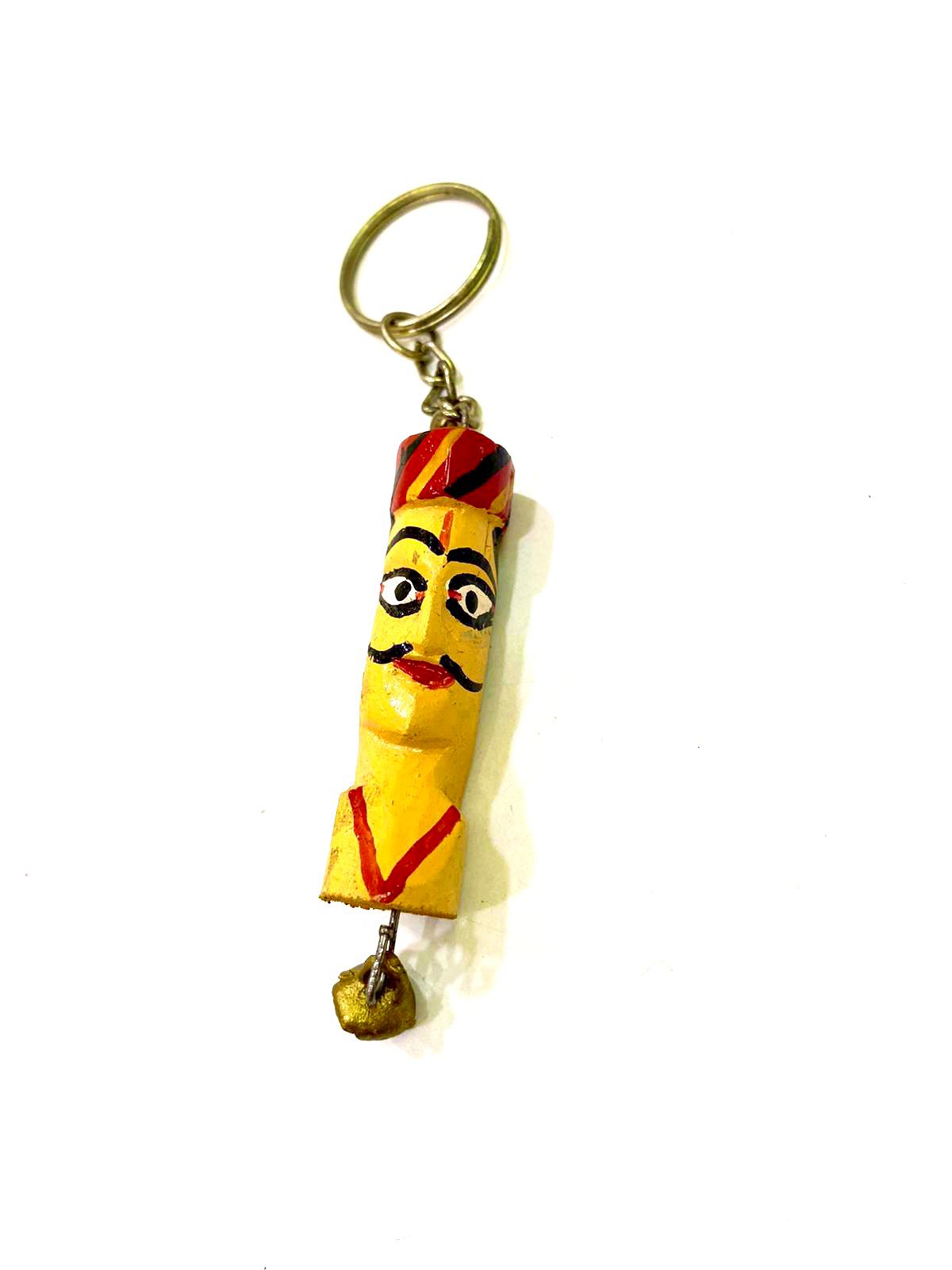 Wooden Face Key Chains Souvenir Gifts Male Female With Small Bell Tamrapatra