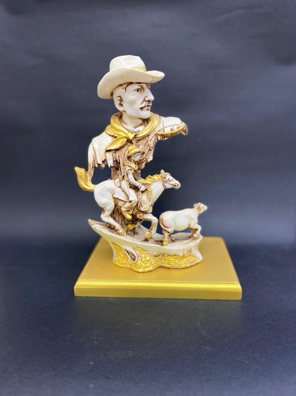 Cowboy Showpiece Elegant Ivory Gold Design For Home Décor Tamrapatra