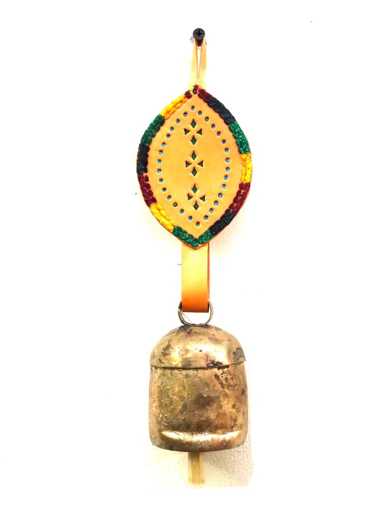 Metal Iron Copper M Size Melodious Chime Bell With Leather Belt From Tamrapatra