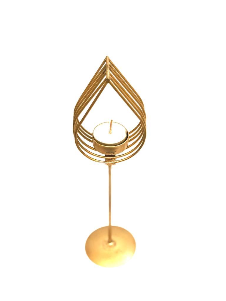 Metal Drop Style Tea Light Holder Long Standing Home Decoration Tamrapatra