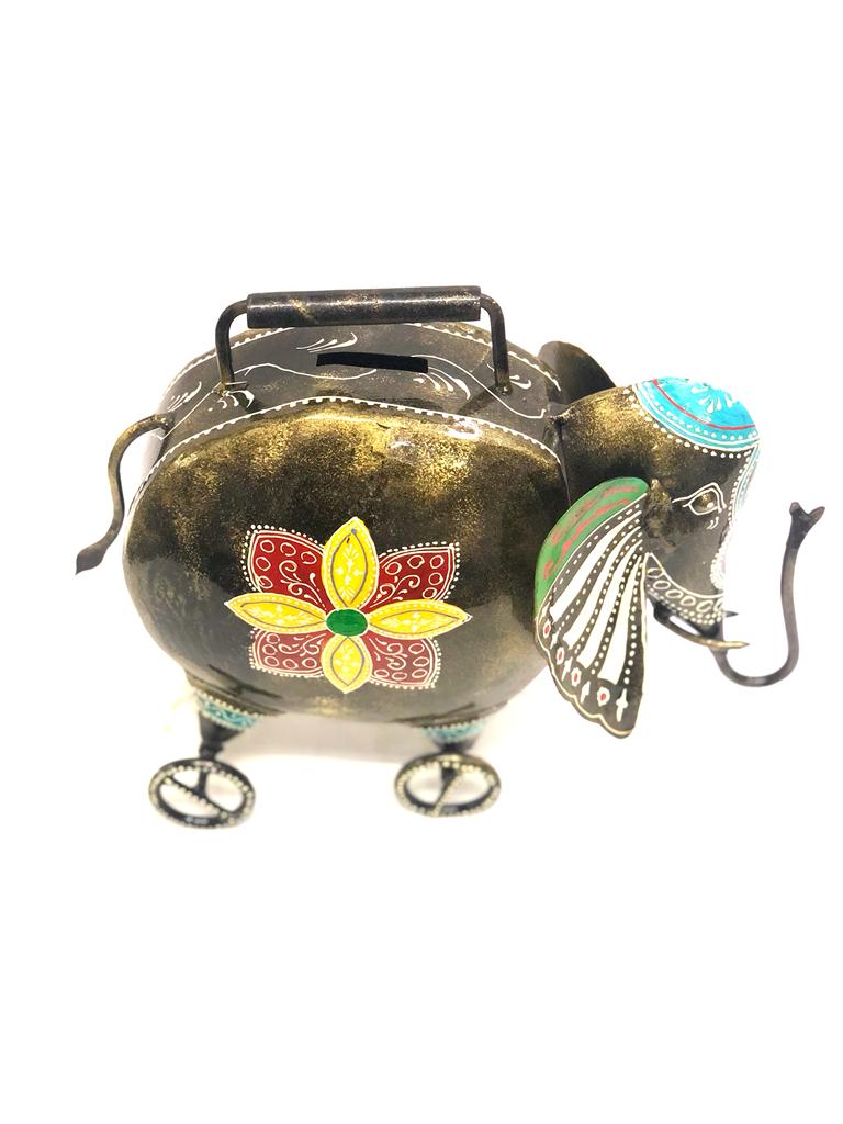 Elephant Coin Holder Metal On Wheels Limited Edition Collectible Tamrapatra