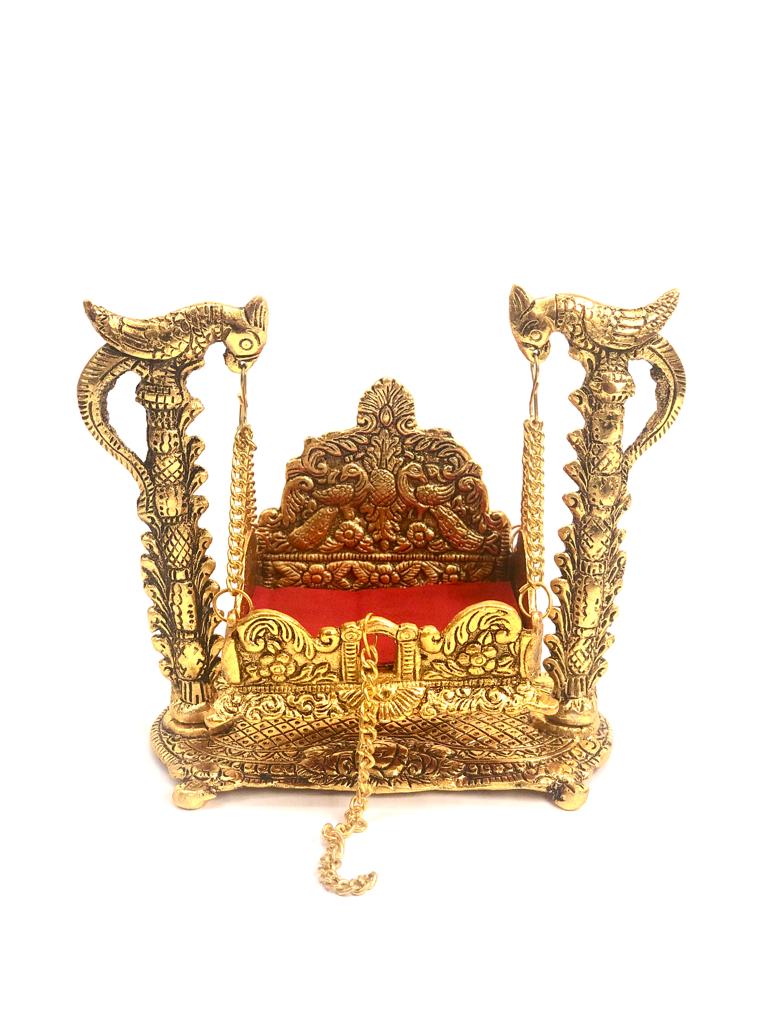 Krishna Gopal Jhula Swing With Parrot Style & Chain Metal Crafts Tamrapatra
